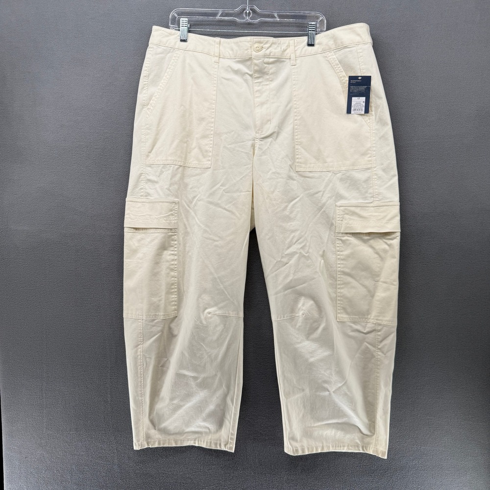 Universal Thread Pants Womens Cream High Rise Cargo Ankle Leg Size 17 NWT